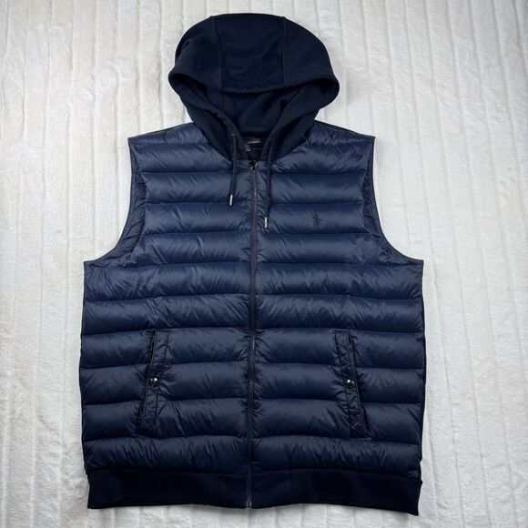 Polo Ralph Lauren Men's L Performance Down Zip Puffer Vest Quilted Hooded Jacket